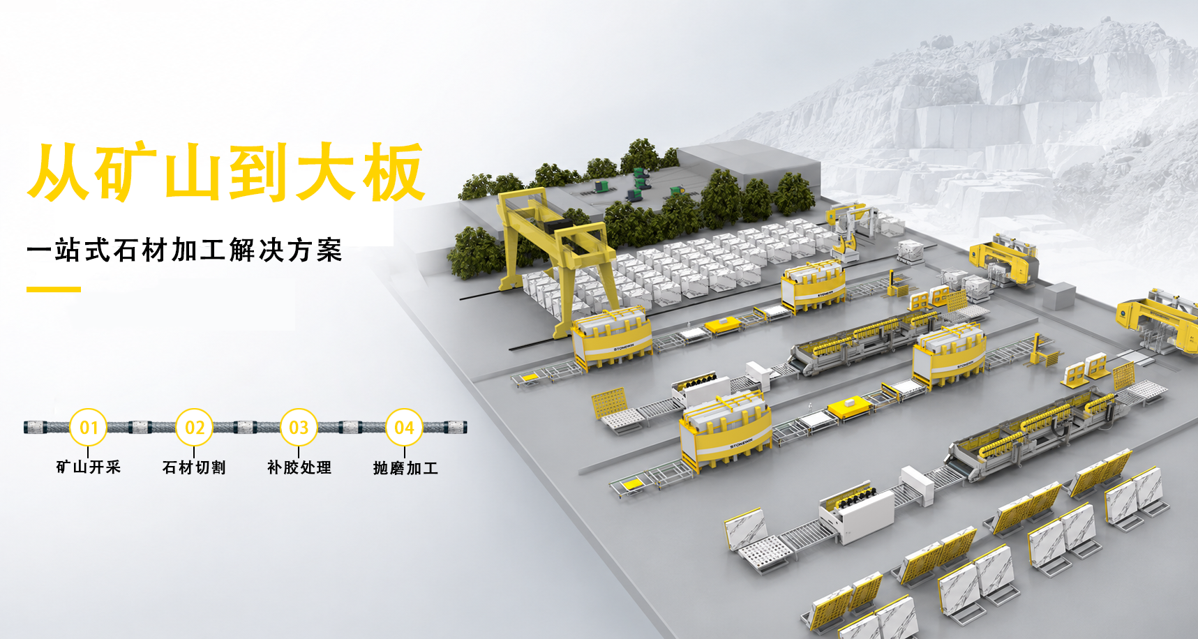 stone quarrying to stone progressing 从石材开采到大板加工
